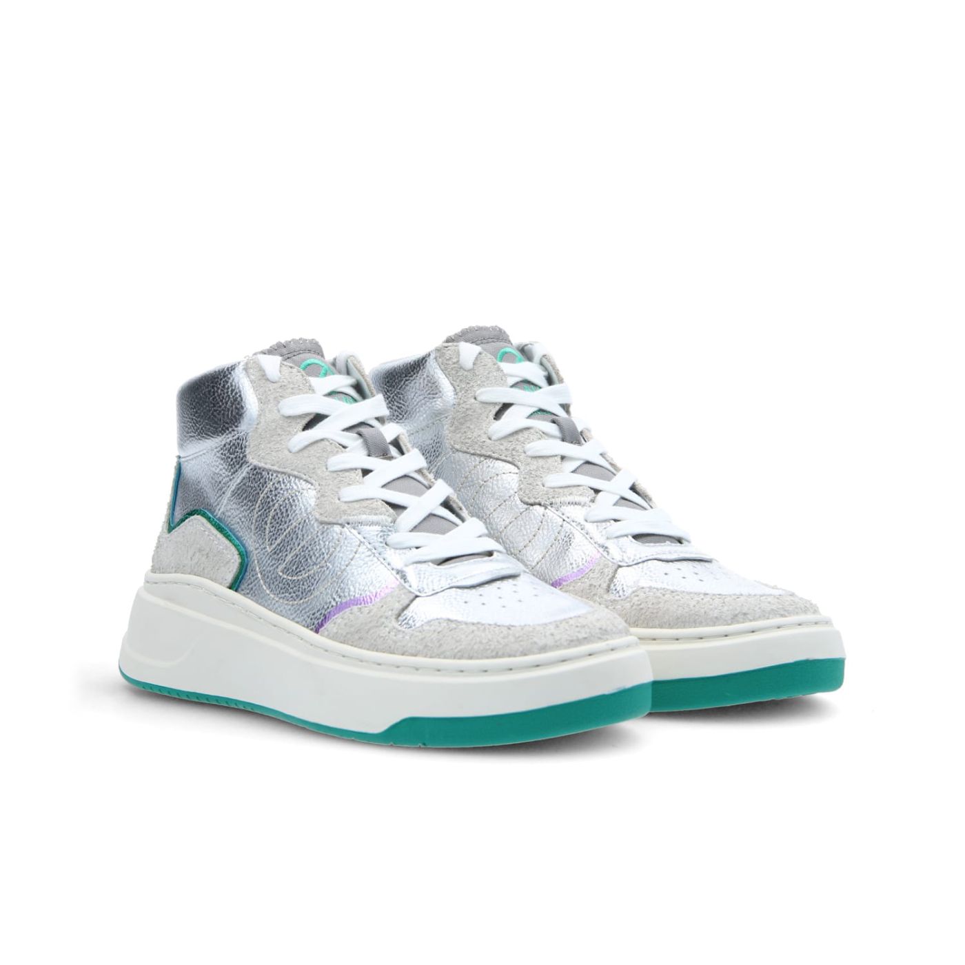 BRIDGET MID - FOLY/HAIR SUEDE - SILVER/WHITE